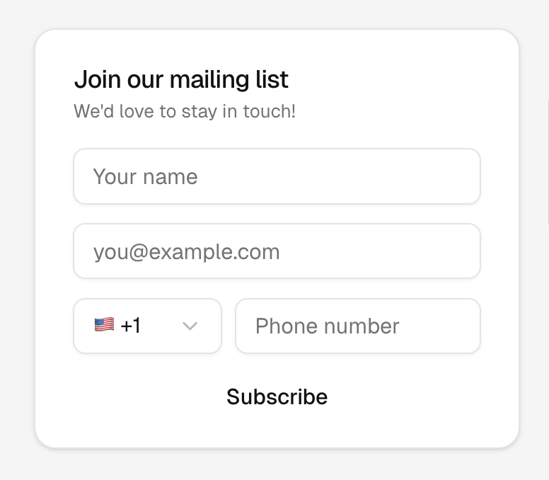Klaviyo Channel Form screenshot 1